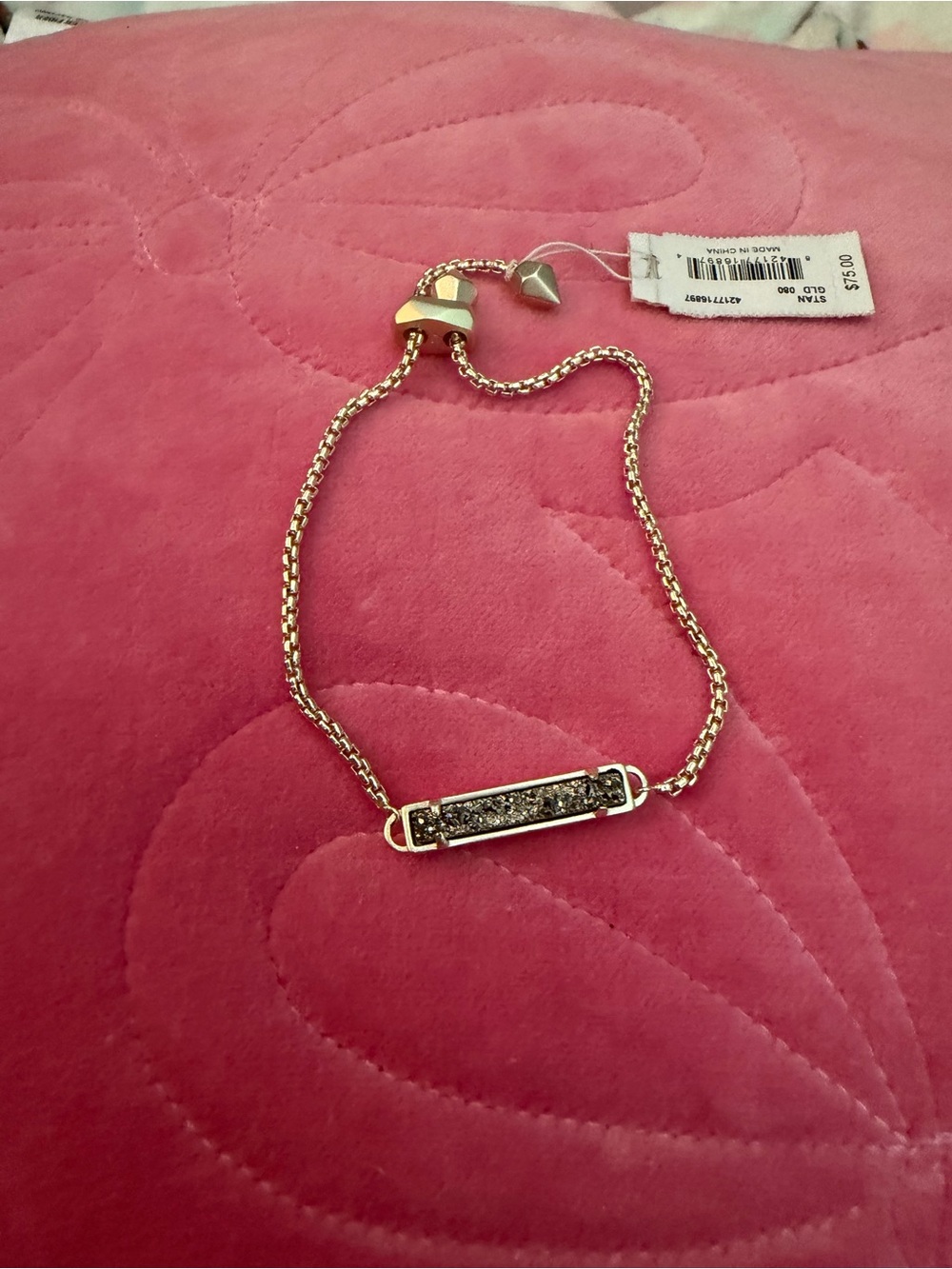 Kendra Scott Gold Bar Bracelet with Gold Druzy Accent